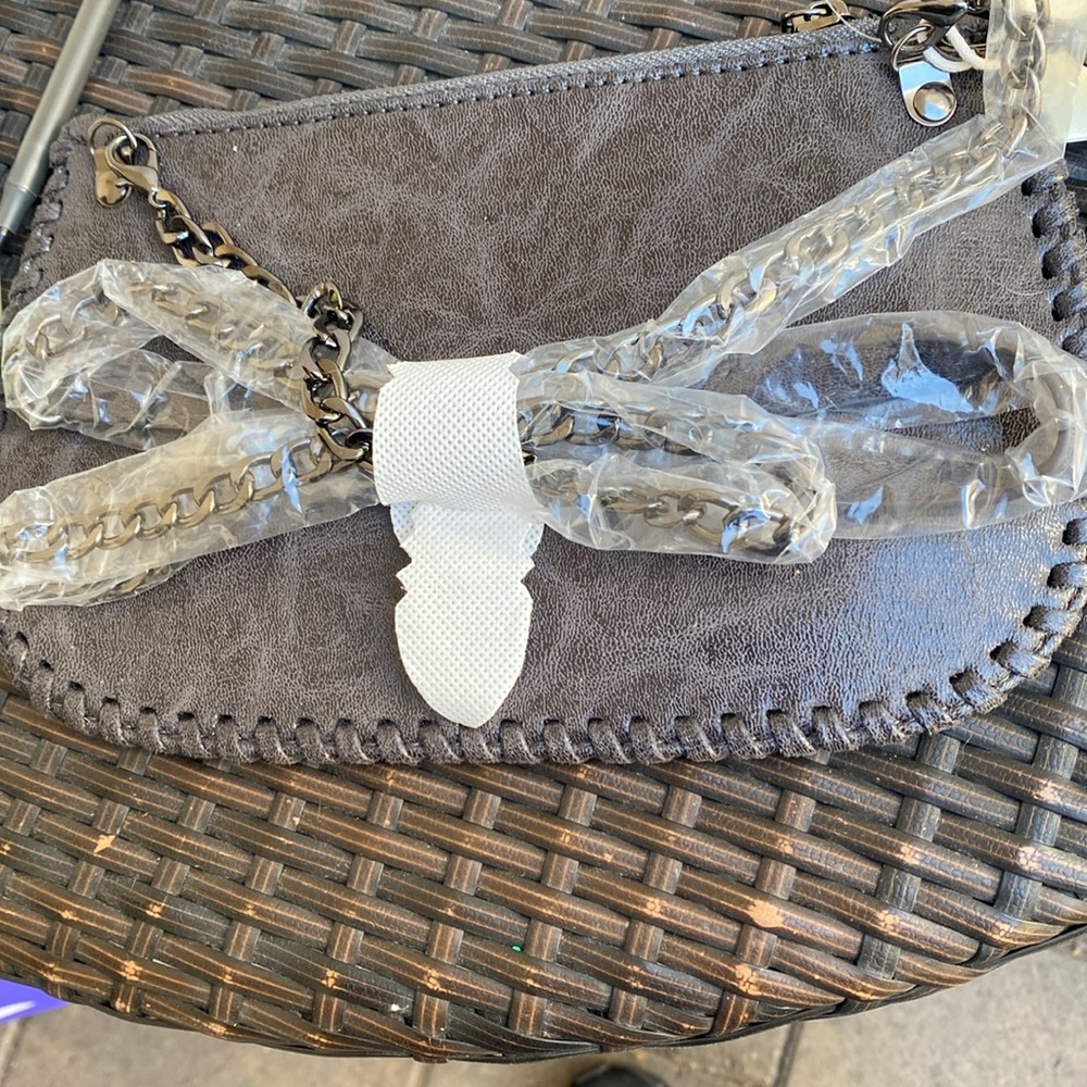 Madison west grey faux leather crossbody with wristlet option. NWT metallic trim - Picture 5 of 7